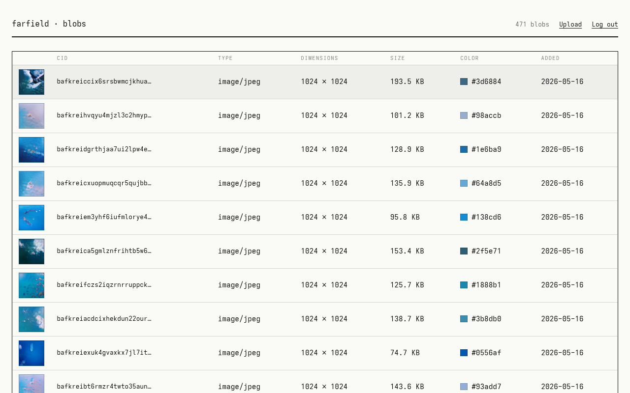 Screenshot of the Farfield blobs UI