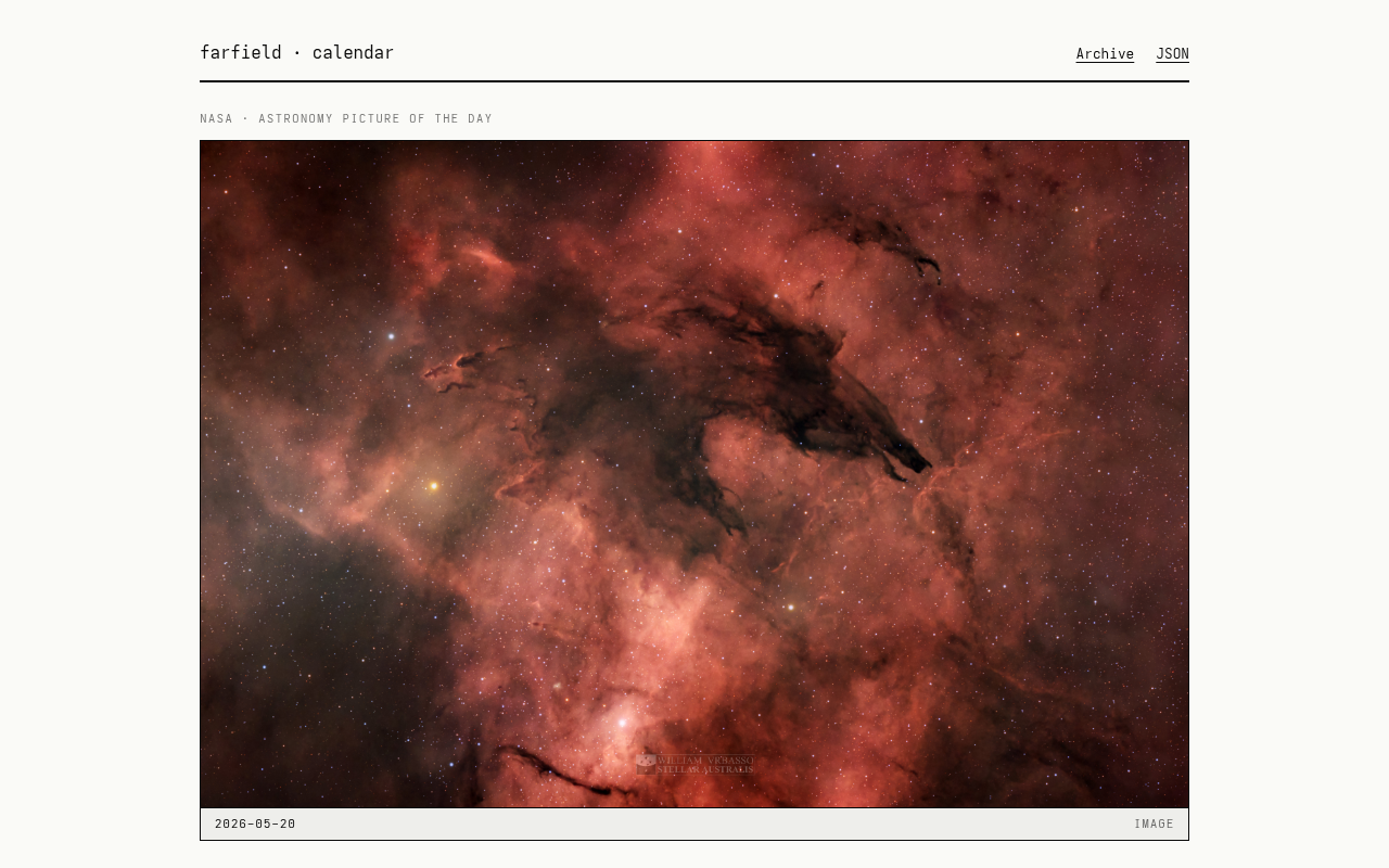 Screenshot of the Farfield calendar UI