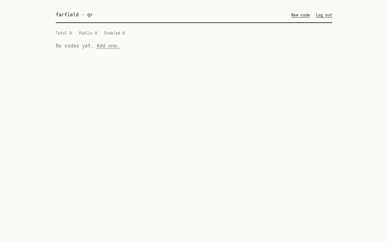 Screenshot of the Farfield qr UI